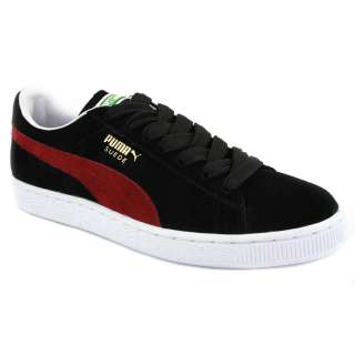   Suede Classic Eco 352634 23 Mens Suede Laced Trainers Black Red  