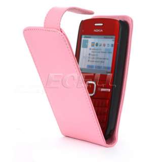 Ecell Value Range   Luxury Leather Flip Case Cover for Nokia C3   Pink