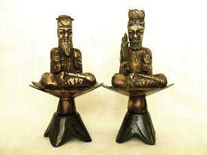 Antique Indonesian Ox Bone King & Queen Figures Statues  