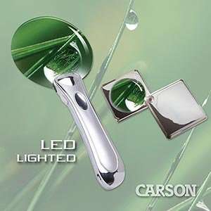 Carson Optical 2X LED Lighted Chrome RimFree Magnifier and 3X Chrome 