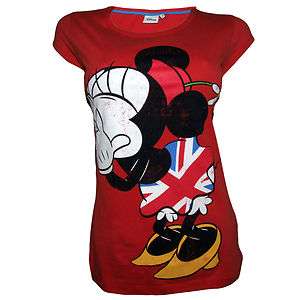 Womens Ladies Girls Disney T Shirt Minnie Mouse UK Kisses Official 