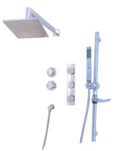 SQUARE THERMOSTATIC DUAL SHOWER & 3 BODY JETS SET 123  