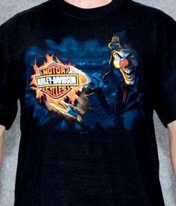 Harley Davidson Mens Clown B&S Logo Black Short Sleeve Biker T Shirt 