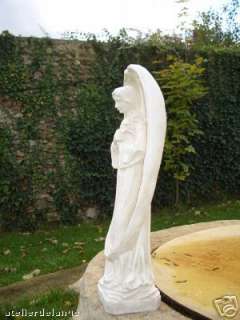   2083 Grande statue ange gardien plâtre patiné 72 cms