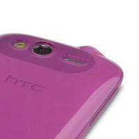 PURPLE GEL CASE COVER FOR HTC WILDFIRE S + LCD GUARD  