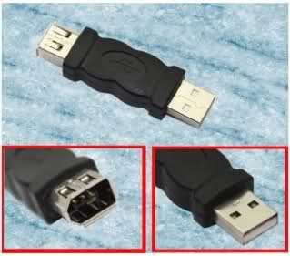 FIREWIRE 6 PIN FEMALE (f) IEEE 1394 to USB 2.0 MALE (m) Adapter 