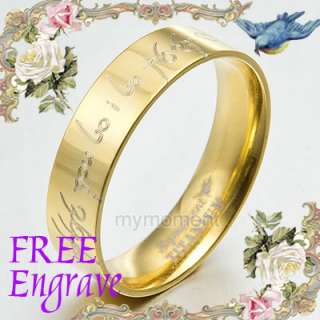 Lord of Rings Elvish Anyword Groom&Bride Wedding Engagement Titanium 