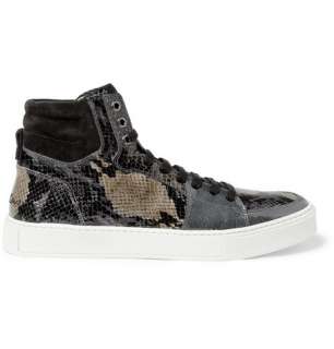 Yves Saint Laurent Snake Print Patent Leather High Top Sneakers  MR 