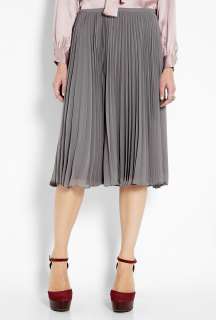 Halston Heritage  Grey Plisse Knee Length Skirt by Halston Heritage