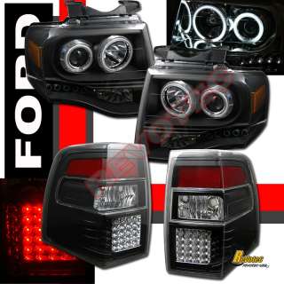   FORD EXPEDITION CCFL HALO PROJECTOR HEADLIGHTS & LED TAIL LIGHTS BLACK