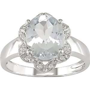  10K White Gold Aquamarine and Diamond Ring Jewelry