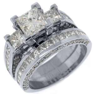   Carats Princess 3 Stone Diamond Engagement Ring Bridal Set Jewelry