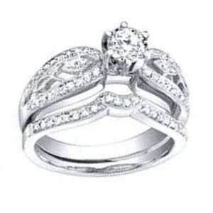   Carat Diamond 18k White Gold Designer Bridal Set Ring Jewelry