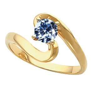   14K Yellow/White Gold Ring with Blue Diamond 1/2 carat Brilliant cut