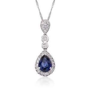   Sapphire, .45ct t.w. Diamond Pendant Necklace In Gold. 18 Jewelry