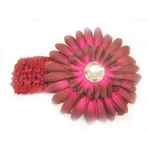   Headband With 4 Large Gerbera Daisy Flower Hair Clip For Baby Girls
