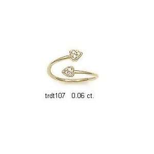  14k Yellow Gold Double Heart Toe Ring with Genuine 