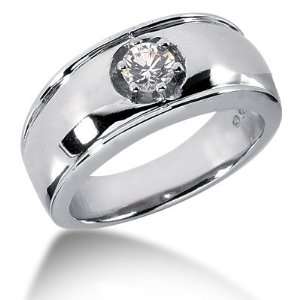  0.35 Ct Men Diamond Ring Wedding Band Round Cut Prong 14k 