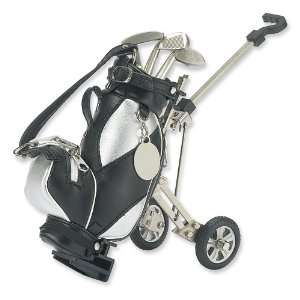  Black/Silver Fabric Golf Cart Pen Holder w/3 Pens Jewelry