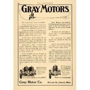 1910 Ad Gray Motors Two Cycle Marine Motors Horsepower 
