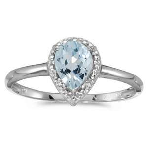   White Gold March Birthstone Pear Aquamarine And Diamond Ring Jewelry