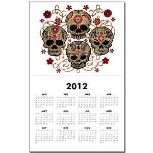 Calendar Print w Current Year Flower Skulls Goth