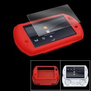  Red Silicone Skin Case Screen Protector for Sony PSP Go 