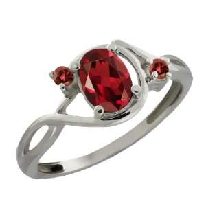   Ct Oval Red Garnet and Cognac Red Diamond 18k White Gold Ring Jewelry