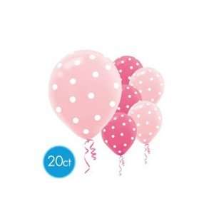   20 ct Round Helium Quality 12 Pink Polka Dot Balloons Toys & Games