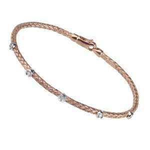  italian 14k rose gold woven stackable bangle bracelet with 
