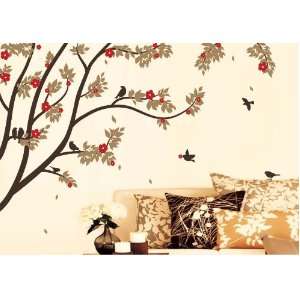  X Large Contemporary Trees Colorful Leaves and Birds Wall 
