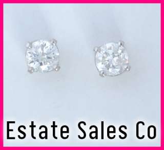 14k white gold round diamond solitaire stud earrings 44 carats total