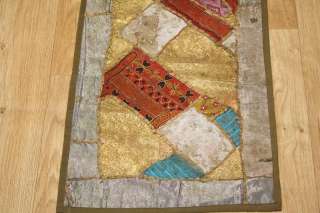 Vintage Patchwork Table Throw Runner Indian Silk Heavy Embroider 