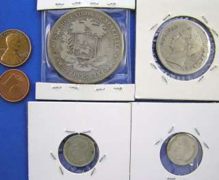 Venezuela Lot of 4 Silver Coins. 1929, 1935, 1948, 1954  