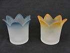 PartyLite Votive Candle Holders Frosted Square Pair Lea