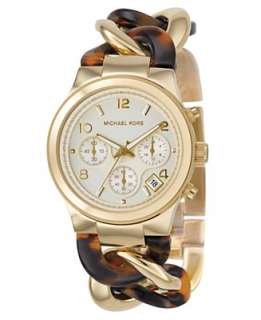 , Womens Chronograph Goldtone Stainless Steel and Tortoise Acrylic 