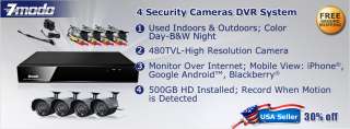   4CH CCTV Security Outdoor Camera DVR System 500GB 846655003481  