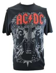   (AC DC, ACDC) Mens T Shirt   Black Ice Guitar Crest Image on Black