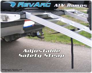 These aluminum ATV ramps include an adjustable safety strap