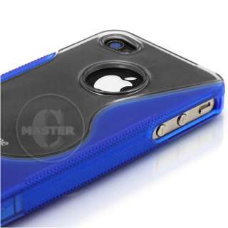 LINE CLEAR HARD CASE COVER IPHONE 4 BLUE+FREE GIFT  