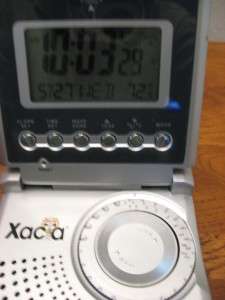 Atomic Travel Alarm Clock with Radio; Blue Backlight  