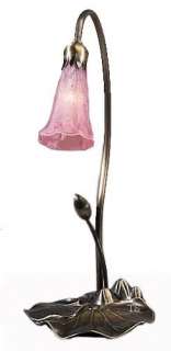Pink Lily Pond One Light Tiffany Style Glass Table Lamp  