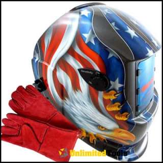 American Eagle Auto Darkening Welding Helmet +Red Glove  