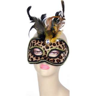   Leopard Feather Mask Venetian Animal NEW Mardi Gras Halloween  
