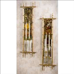    HC546   Antique Gold Iron Bamboo Beveled Mirror