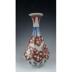 &Blue Underglazed Decoration Porcelain Yuhuchun Vase, Chinese Antique 