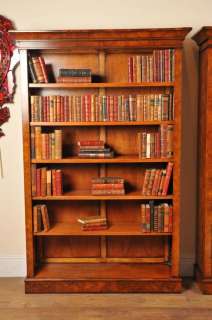 Pair Walnut Victorian Bookcases Open Book Case  