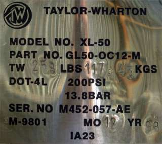Taylor Wharton XL 50 Cryogenic Container Cylinder  
