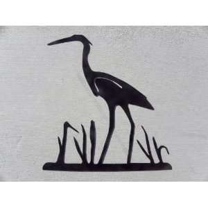   Bird in Reeds Silhouette Metal Wall Art Home Decor