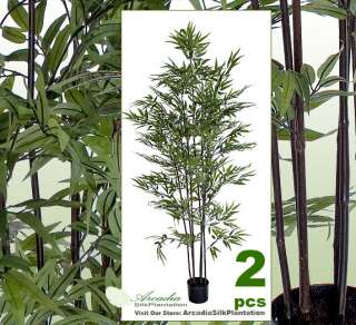 TWO 6 Bamboo Artificial Trees Silk Plants w/Pot 455  